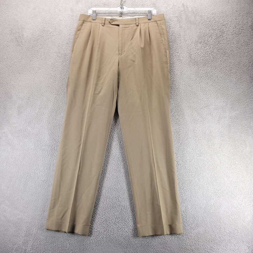Lauren Ralph Lauren Pants Mens 34x32 Beige Pleated Classic Dress Trousers Office